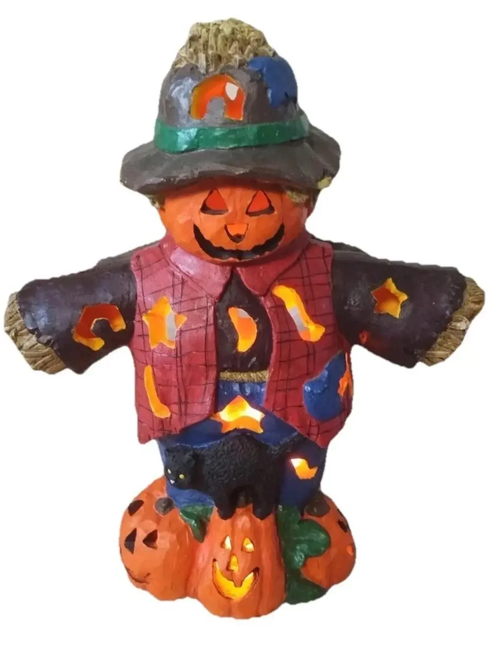 Mervyn’s Lighted Vintage Scarecrow Faux Wood Lamp 17×13 Inches READ DESCRIPT